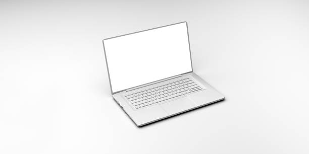 istock Laptop in Grey mockup 3D rendering in minimal style 1353627818
