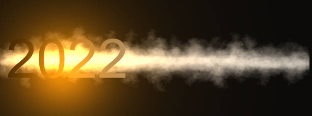 istock 2022 Golden and black glow new year background include light dark cloud smoke steamer and glitter 1353631295
