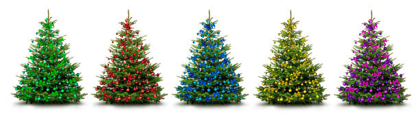 Christmas tree decorated in different colors
