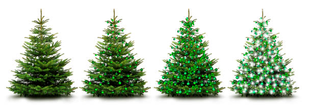 istock Christmas tree decorated with green Christmas decorations 1353633358