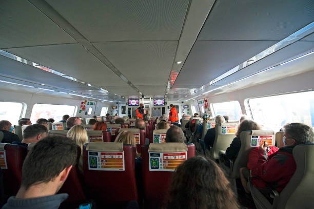 hovercraft interior between southsea and ryde in the solent, england, uk - ryde imagens e fotografias de stock