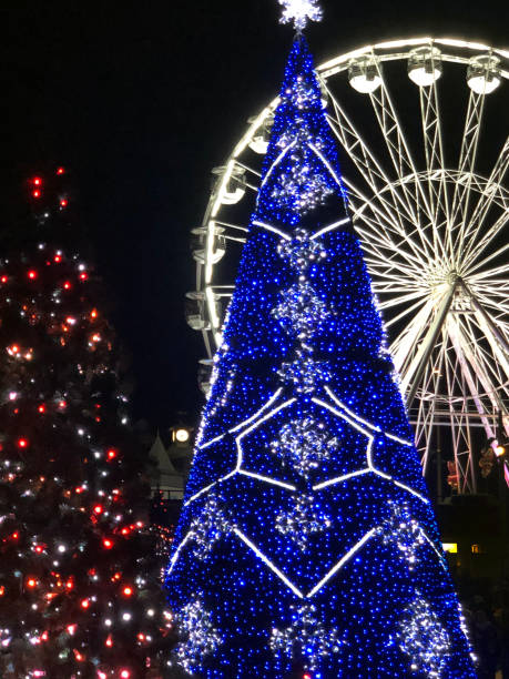 istock Christmas lights and decorations brighten public places, Dorset, England 1353634821