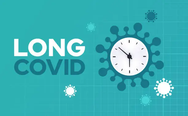 Vector illustration of Long COVID Chronic Illness Time Clock Concept