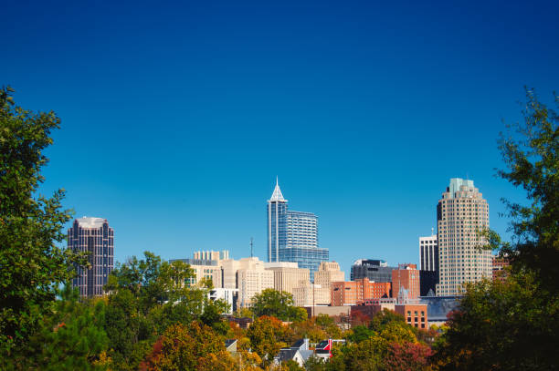 Beautiful Raleigh Skyline A beautiful city skyline of the capital Raleigh, North Carolina. raleigh north carolina stock pictures, royalty-free photos & images