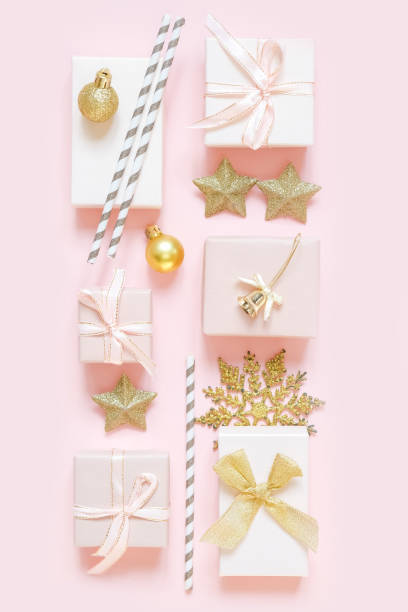 istock Christmas gift. gift box,zero waste, eco friendly hand made box packaging gifts in kraft paper table, eco christmas holiday concept, Christmas gift wrapping,eco decor banner 1353644401