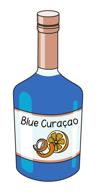 Blue Curacao Orange Liquor In A Bottle Doodle Cartoon Hipster Style Vector  Illustration Isolated On White Background Good For Party Card Posters Bar  Menu Or Alcohol Cook Book Recipe Stock Illustration 