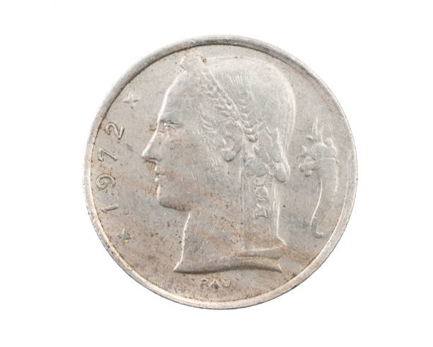 istock Belgium five francs coin on white isolated background 1353651000