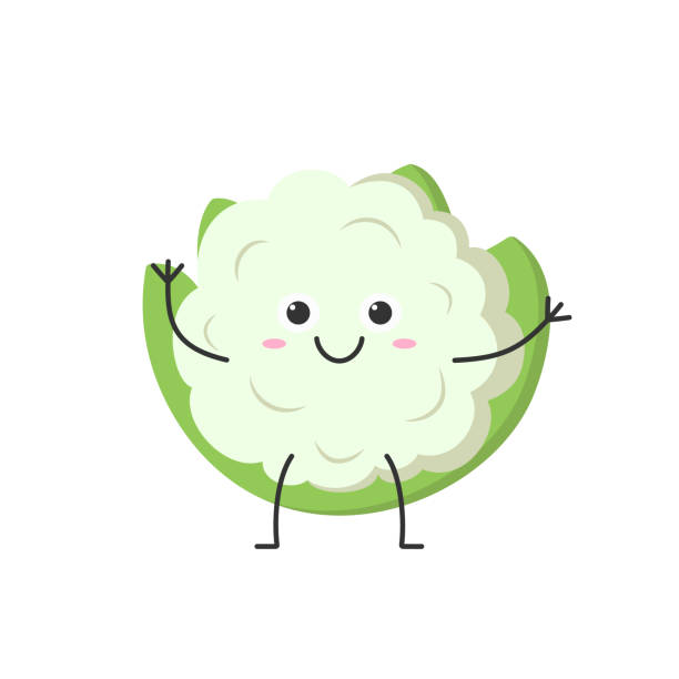 Cauliflower Cute Character Cartoon Hand Greeting Smiling Face Happy Joy  Vegetable Cabbage Emotions Icon Vector Illustration Stock Illustration -  Download Image Now - iStock