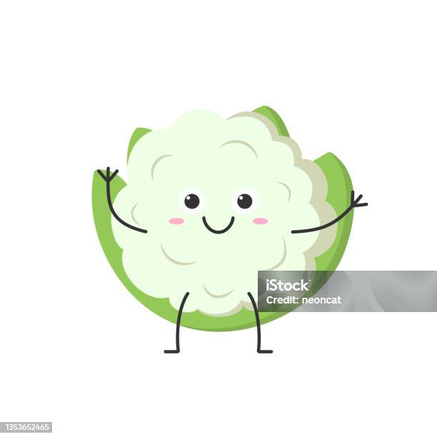 Cauliflower Cute Character Cartoon Hand Greeting Smiling Face Happy Joy  Vegetable Cabbage Emotions Icon Vector Illustration Stock Illustration -  Download Image Now - iStock