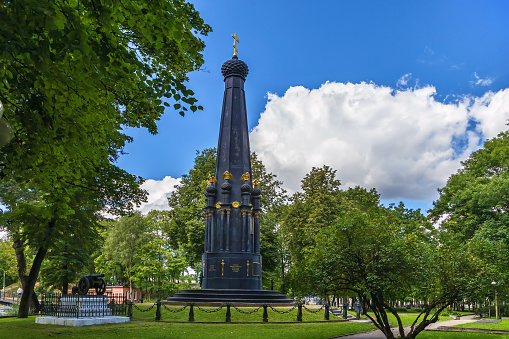 Monument to the defenders of Smolensk in 1812, in Lopatinsky garden in Smolensk, Russia