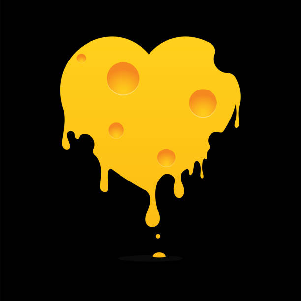 Melting heart shaped cheese Melting heart shaped cheese for cheese lovers lovers cheese stock illustrations