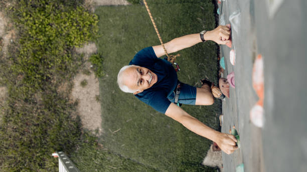 istock Senior man training sport climbing 1353655274