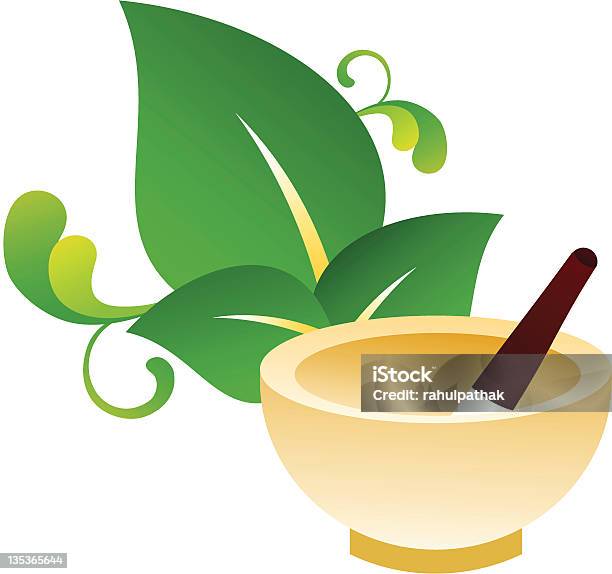 Abstrakte Ayurvedakräutern Pot Mit Blatt Stock Vektor Art und mehr Bilder von Abstrakt - Abstrakt, Ayurveda, Blatt - Pflanzenbestandteile