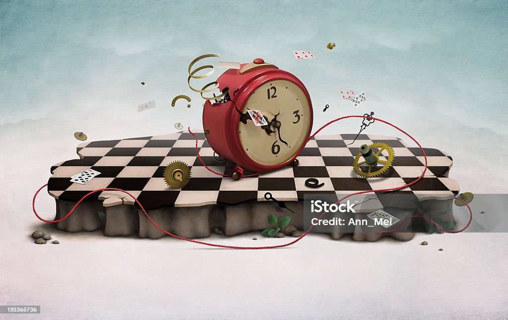 Pódio com relógio, cartões e Corda - Royalty-free Mola - Objeto manufaturado Ilustração de stock
