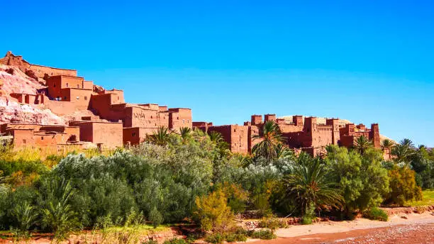 Ait Benhaddou is a fortified village, ighrem or ksar. Moroccan earthen clay architecture.