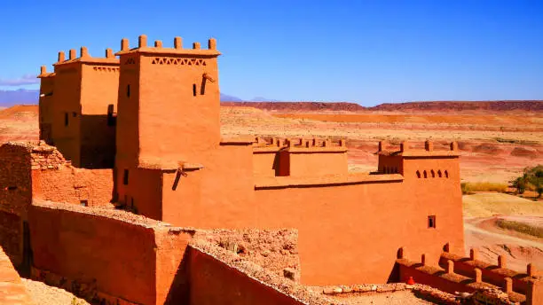 Ait Benhaddou is a fortified village, ighrem or ksar. Moroccan earthen clay architecture.