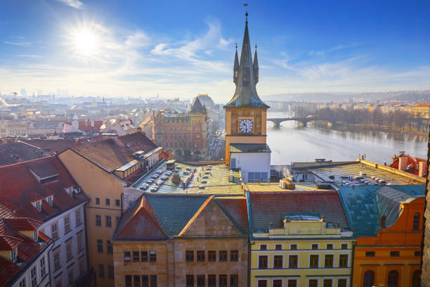 prag tschechische republik. blick auf die altstadt - vltava river stock-fotos und bilder