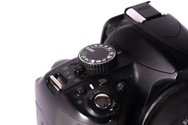 istock Close-up of professional camera button. Action. Manual mode settings on professional camera. Details of camera 1353659634
