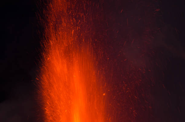 istock Volcanic eruption flare-up. 1353661117