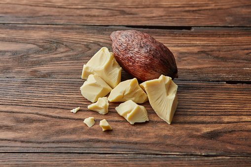 Whole cocoa pod with solid butter