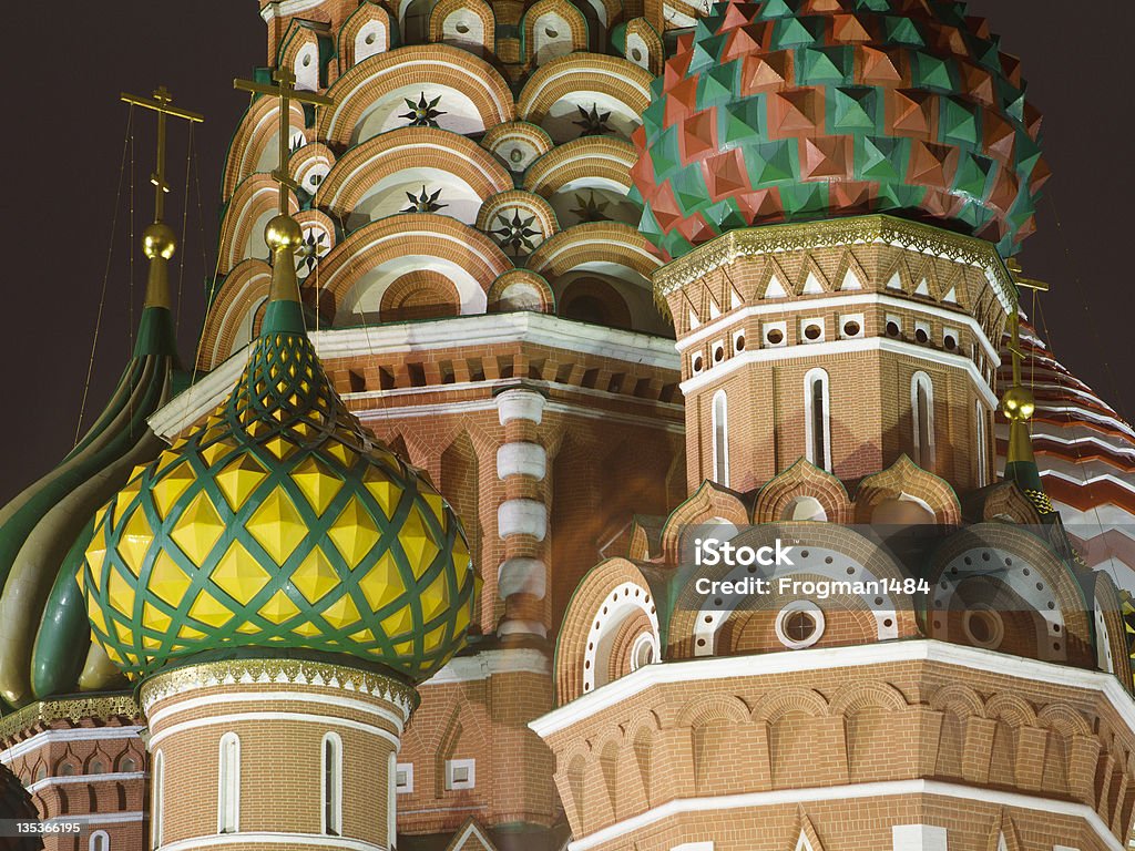 Saint Basil's Cathedral at Night North side of Red Square in Moscow. The State History Museum. The Building dates from the late 19th Century.Saint Basil's Cathedral in Red Square in Moscow. Ancient Stock Photo