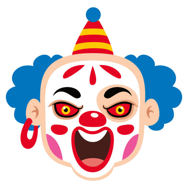 istock Cartoon Drawing Of A Creepy Clown Face 1353664262