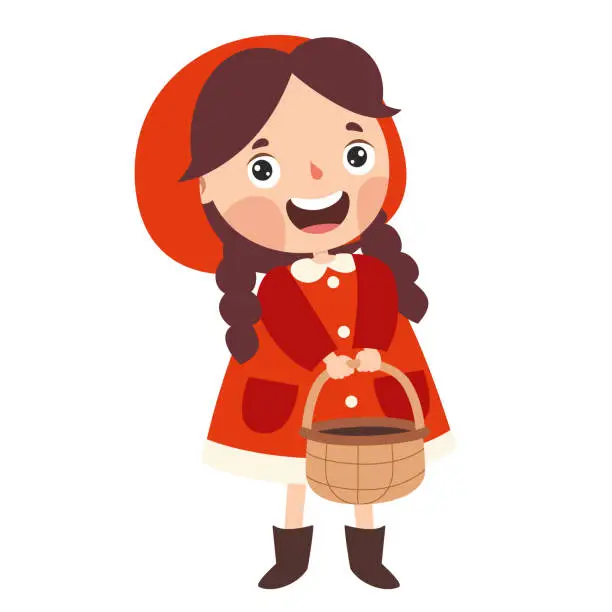 Vector illustration of Cartoon Drawing Of Red Riding Hood