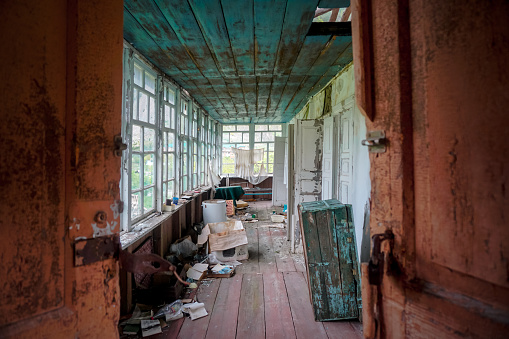 Inside an abandoned house in the mountains