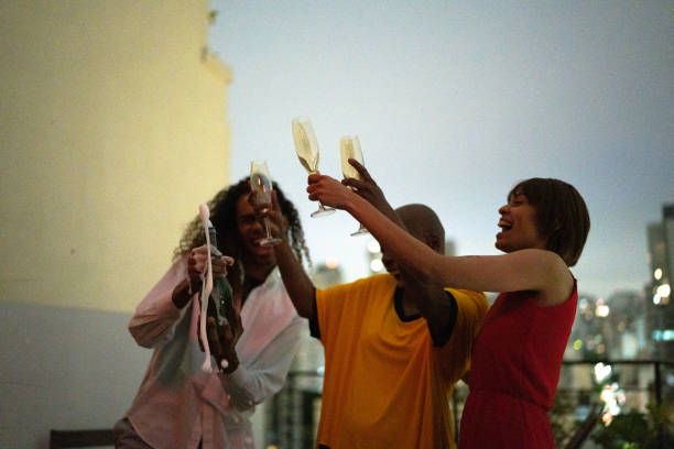 istock Friends toasting and celebrating New Year at home 1353664593