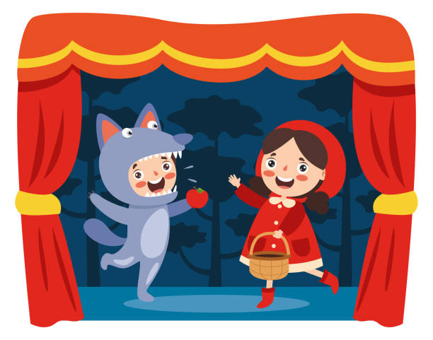 Theater Scene With Cartoon Characters Theater Scene With Cartoon Characters opera stock illustrations