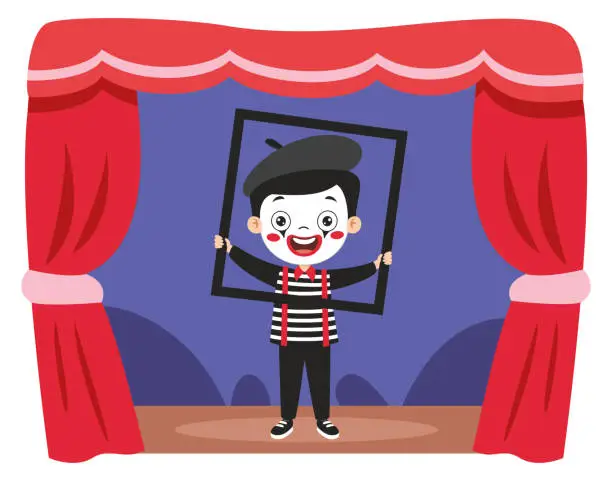 Vector illustration of Theater Scene With Cartoon Characters