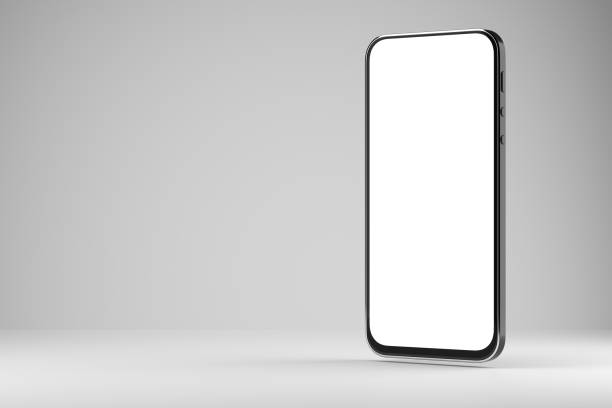istock Smartphone layout with white screen for your design on a white background. Smartphone template for your design. 3D rendering. 1353666601