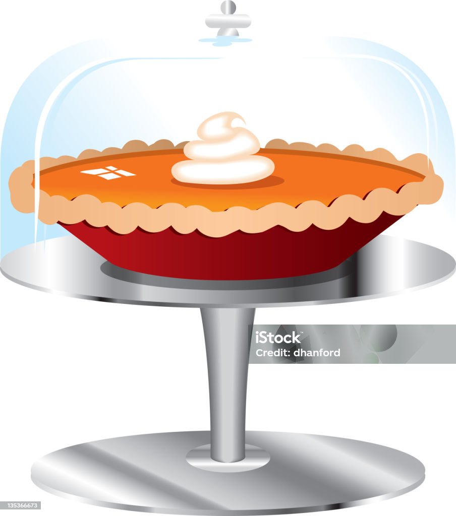 Tarta de calabaza en Pie y cubierta de vidrio - arte vectorial de Bandeja para tartas libre de derechos