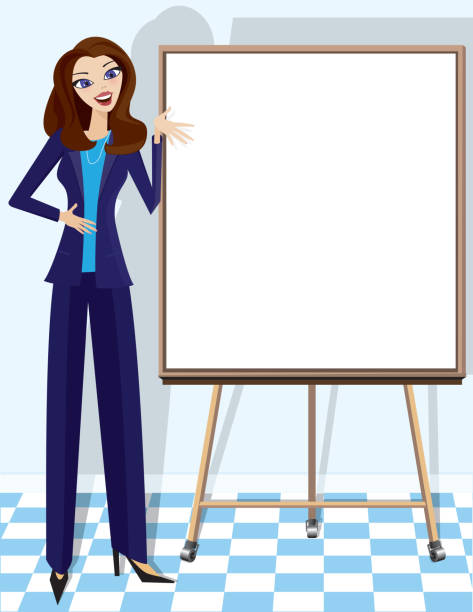 Business woman giving a presentation vector art illustration