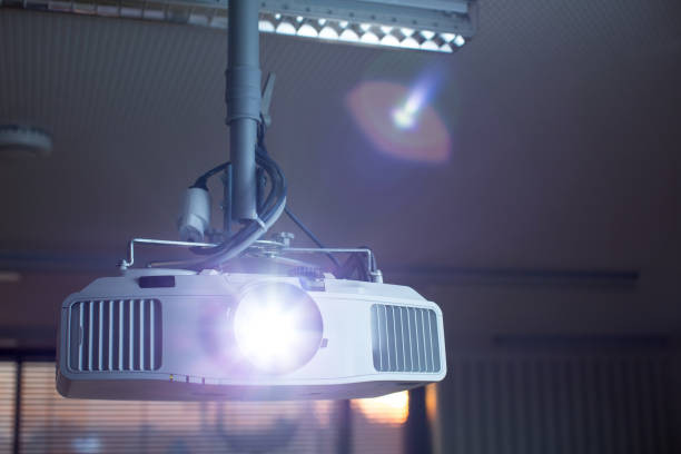 Modern laser projector in a conference room stock photo