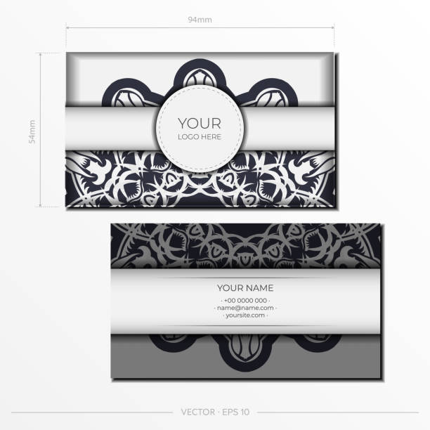 istock Vintage vector postcard in white color with abstract ornament. Invitation card design with vintage patterns. 1353674106
