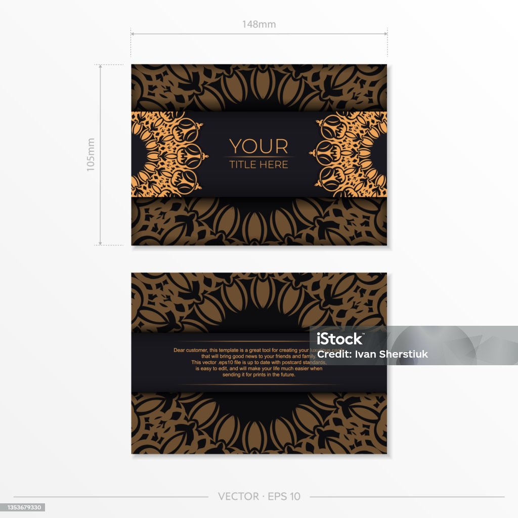 Rectangular Post Card Sample Rectangular Preparing Postcards In Black With Luxurious Patterns ...