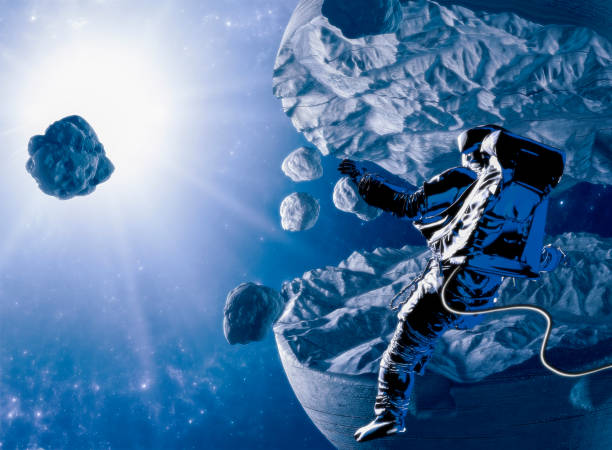 istock Astronaut floating in space. New worlds and unexplored galaxies. Asteroids and planets 1353680018