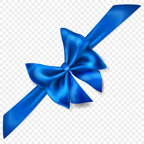 ilustraciones, imágenes clip art, dibujos animados e iconos de stock de hermoso arco con cinta diagonal - blue bow