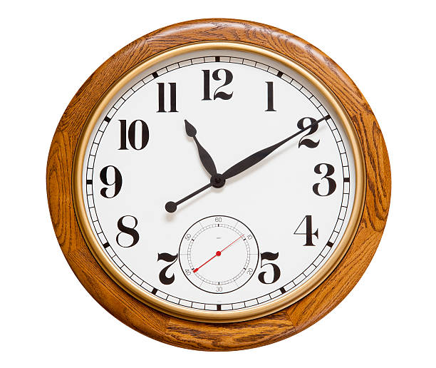 istock Big wood wall clock, isolated 135368354