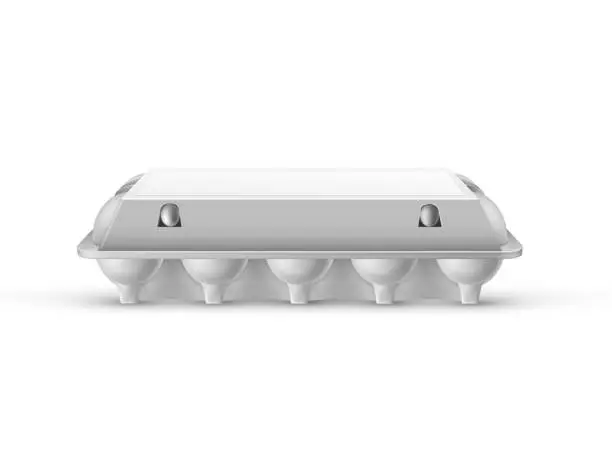 Vector illustration of Egg tray 3d realistic vector template on white background.  3D illustration.