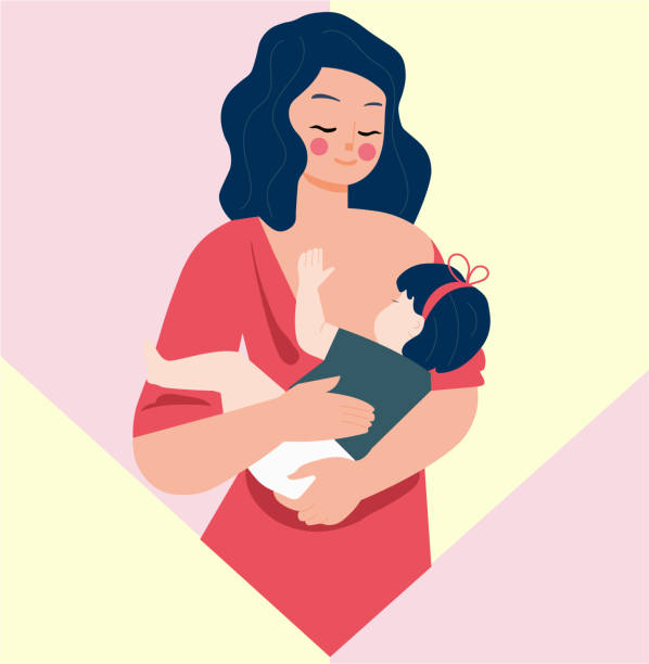 ilustrações, clipart, desenhos animados e ícones de mãe amamentando - mother family vertical flower