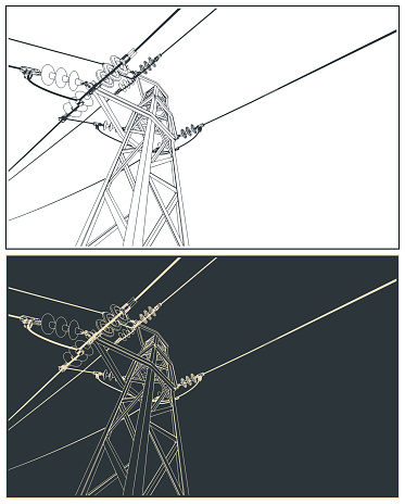 Stylized vector illustration of a high voltage line close up