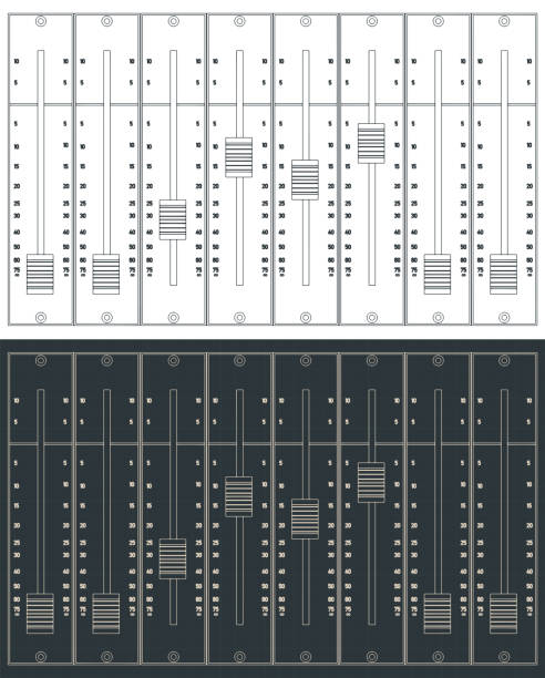 schieberegler oder fader steuern board-blueprints - faders stock-grafiken, -clipart, -cartoons und -symbole