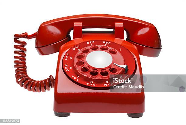 Red Phone Isolated Stock Photo - Download Image Now - Telephone, Red, Rotary Phone