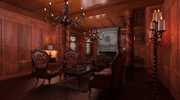 istock Gothic living room style interior 3d illustration 1353701508