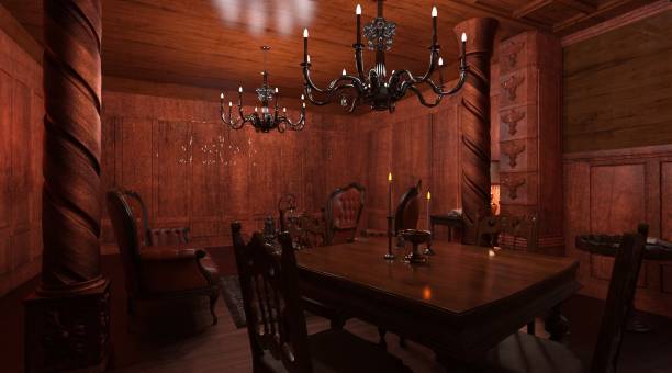 istock Gothic living room style interior 3d illustration 1353701576