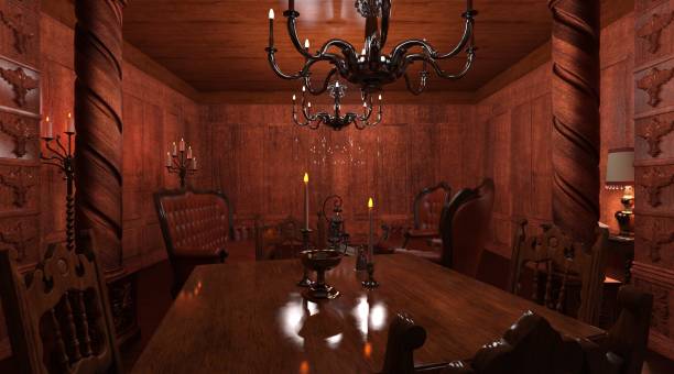 istock Gothic living room style interior 3d illustration 1353701585