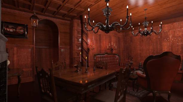 istock Gothic living room style interior 3d illustration 1353701739
