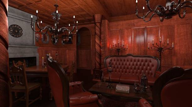 istock Gothic living room style interior 3d illustration 1353701809